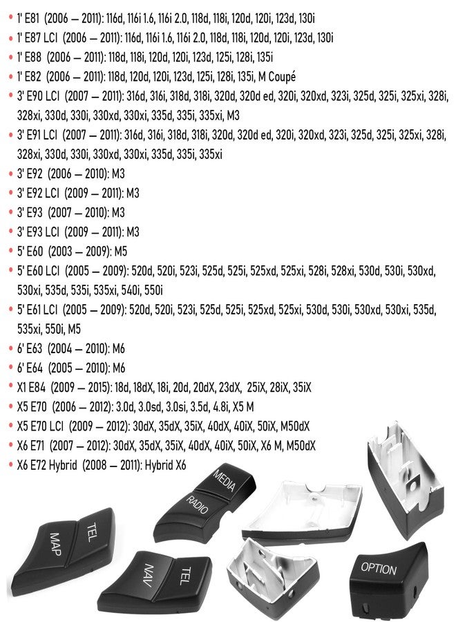 Jaronx أزرار متوافقة مع نظام iDrive من جارونكس، بديل لأزرار التحكم في نظام iDrive للوسائط المتعددة من BMW لطرازات 1' E81 E82 E88/3' E90 E92 E93/5' E60 E61/6' E63 E64/X1 E84/X5 E70/X6 E71 (مجموعة من 7 قطع) - Image 2